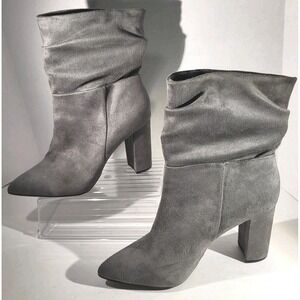 Zigi Soho Saray Slouch Boots Gray Faux Suede Block Heel Women's Size 8.5 [622]